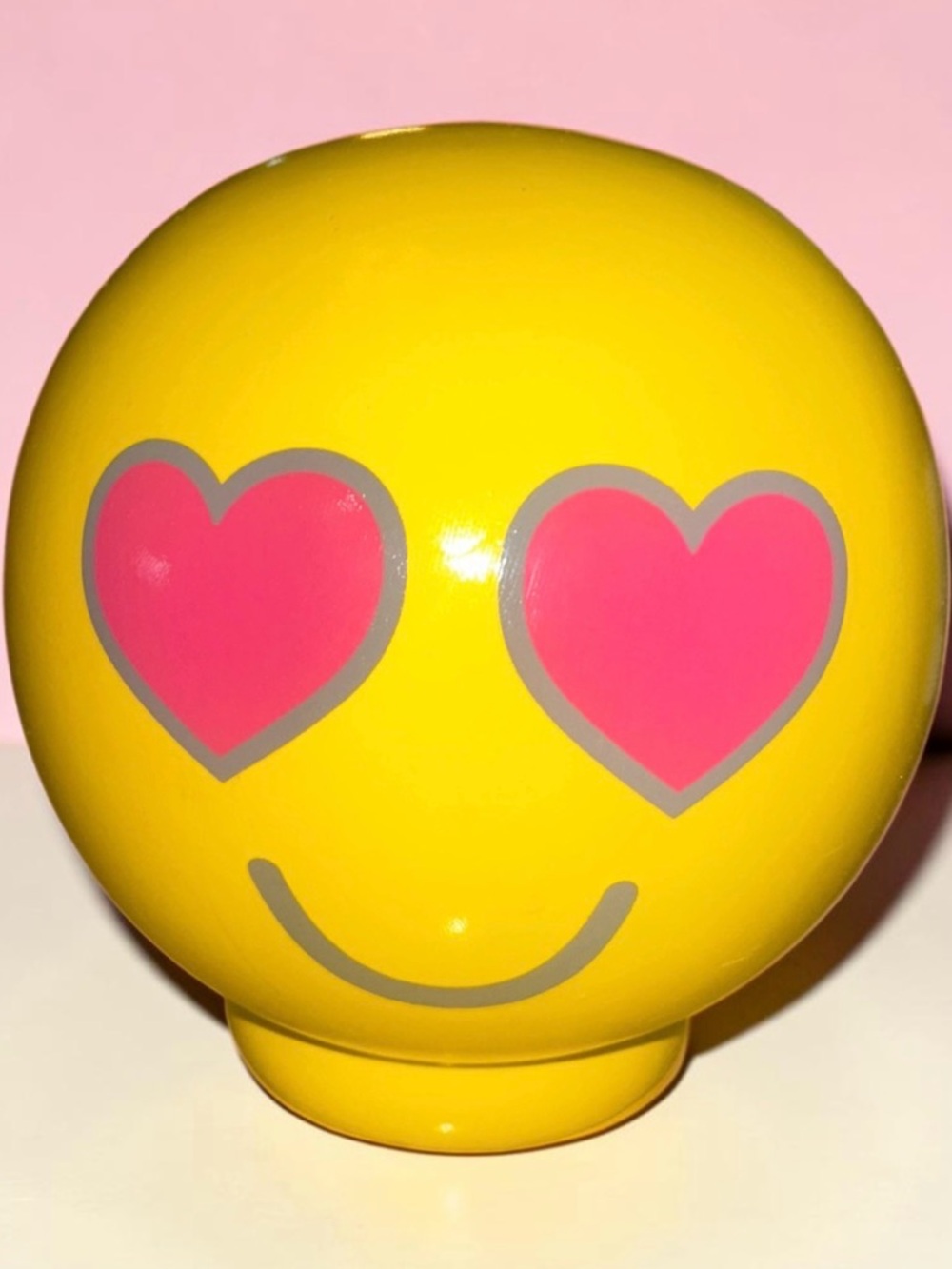 Yellow Heart Eyes Emoji Ceramic Coin Bank.